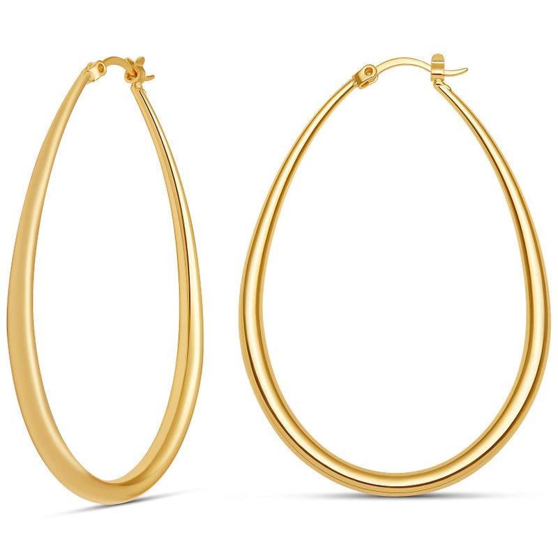 MILLA Oval Hoop Earrings - 14K Gold Plated, Rose Gold Plated and Sterling Silver Plated Hoop Earrings for Women - Hypoallergenic & Lightweight (14K Gold Plated / 55 mm / 2.2 inches) - Image 1